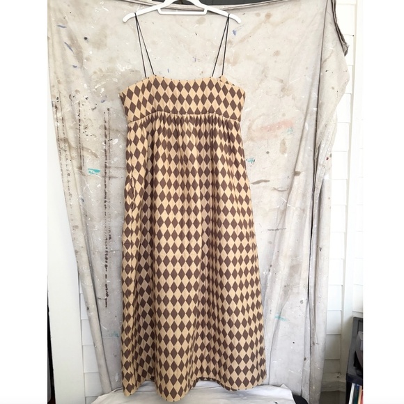 Tessa Fay Diamond Print Toile Maxi Puff Dress - Picture 3 of 4